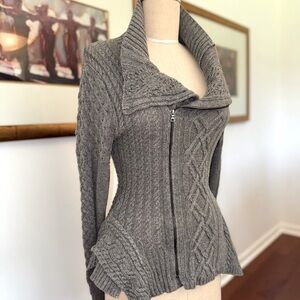 BCBGMaxAzria Gray Cowl Neck zipper front Sweater